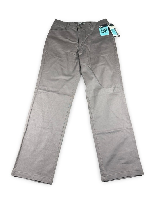 Lee Pants - Lee Relaxed Plain Front Straight Leg Gray Brown Pants Size 12 Long
